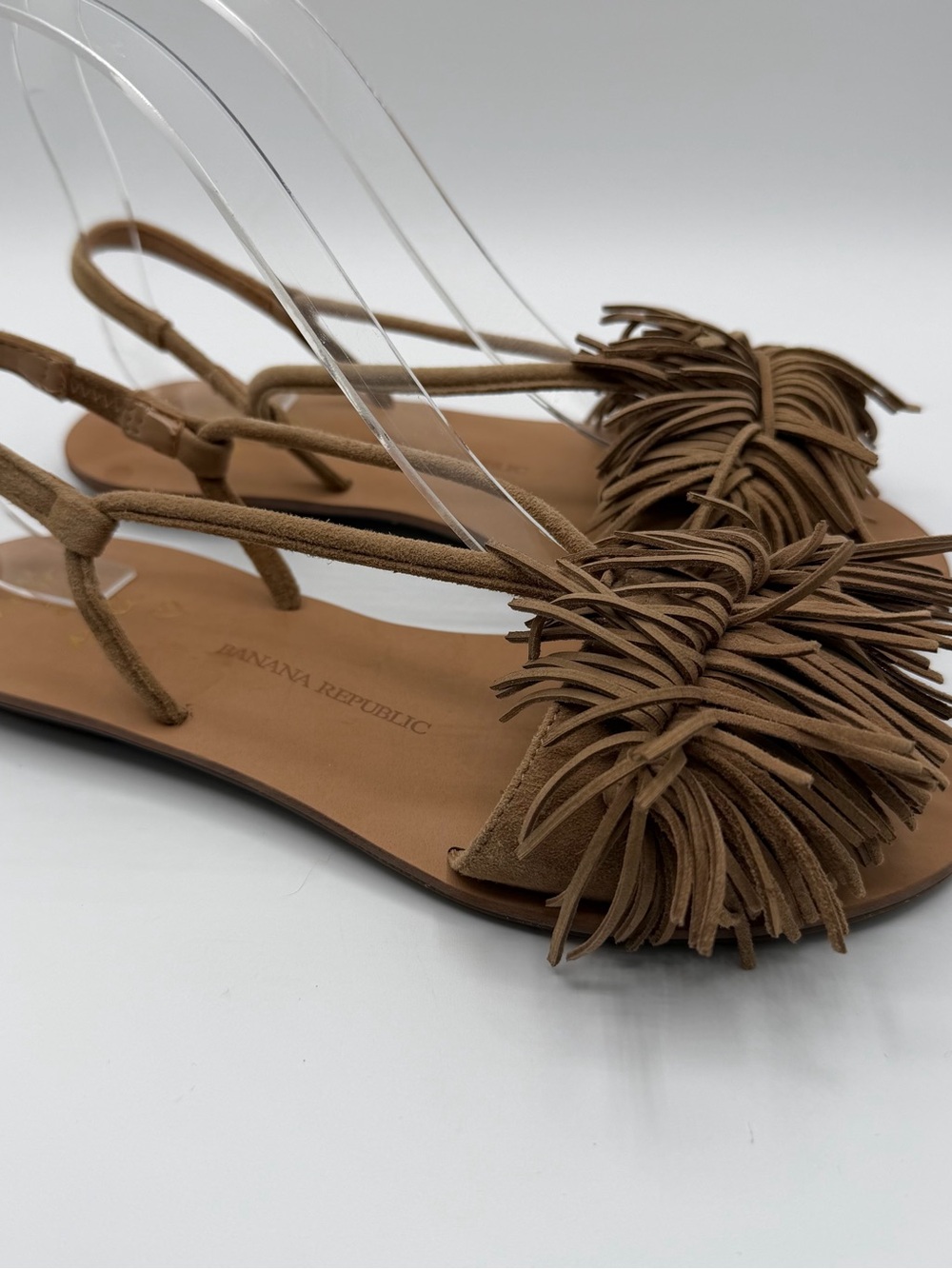 Banana Republic Riley Fringe Suede Leather Slingback Sandals Tan Women’s 6.5